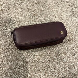 Etienne Aigner Brown Leather eye wear storage case
